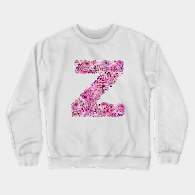 Pink Floral Letter Z Crewneck Sweatshirt by HayleyLaurenDesign